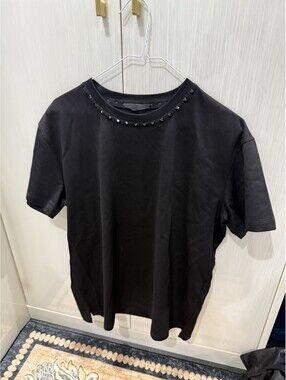 Valentino Black Studded Neckline T-Shirt